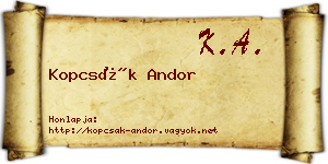 Kopcsák Andor névjegykártya