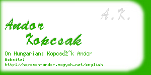 andor kopcsak business card